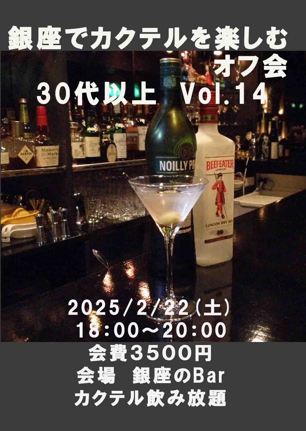 中止】銀座でカクテルを楽しむオフ会 30代以上　vol.14