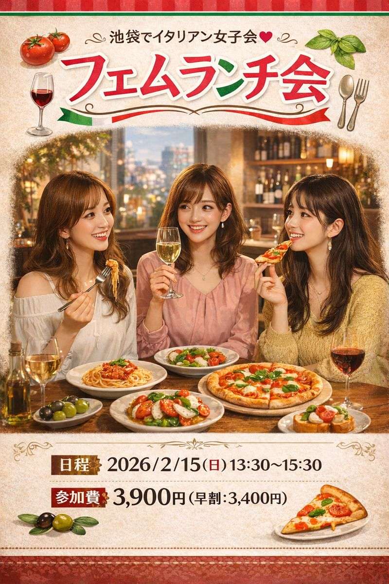 イタリアンランチ会🥂フェム限定25〜35歳💐🌈